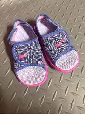Nike Kids Purple Slide Sandals with Pink Accents